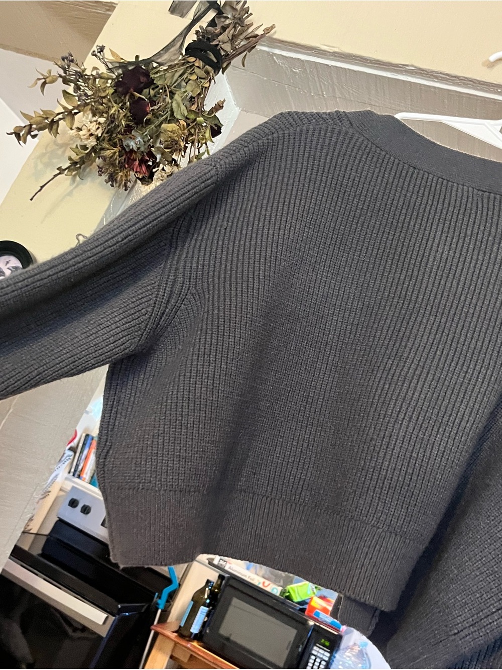 ZARA Charcoal Ribbed Open-Front Cardigan - Picture 3 of 4